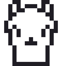 アルパカのドット絵（白黒）