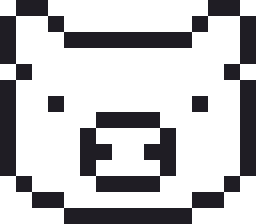 ぶたのドット絵（白黒）
