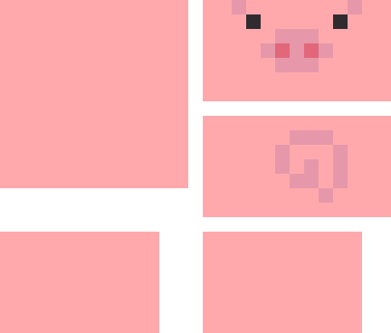 ぶたの小物入れ（立体）のドット絵