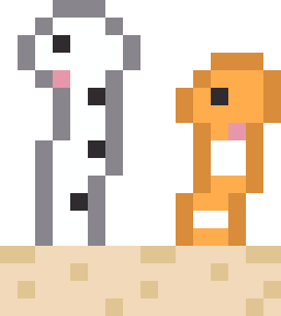 チンアナゴとニシキアナゴのドット絵