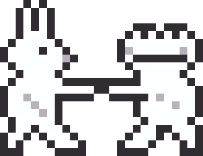 鳥獣戯画のうさぎとかえるの相撲のドット絵