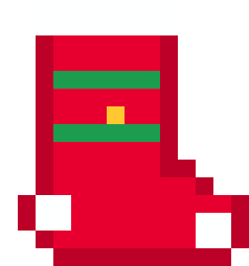 クリスマスのくつしたのドット絵