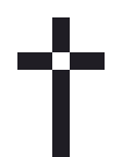 四つ葉のクローバー（ミニ）のドット絵（白黒）