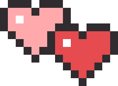 ふたつのハートのドット絵