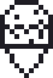 2段アイス（いちごとチョコミント）のドット絵（白黒）