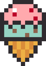 2段アイス（いちごとチョコミント）のドット絵