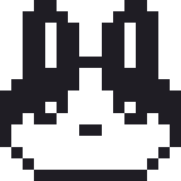 ダッチうさぎのドット絵（白黒）