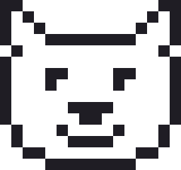 フレンチブルドッグのドット絵（白黒）