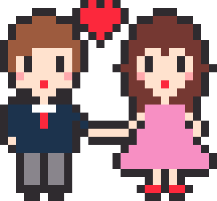手をつなぐふたりのドット絵