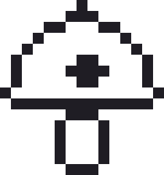 風鈴のドット絵（白黒）