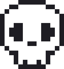 がいこつのドット絵（白黒）