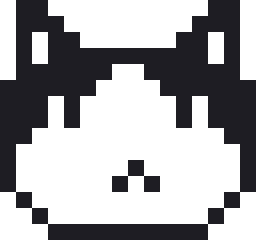 はちわれねこのドット絵（白黒）