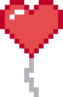 ハートの風船のドット絵