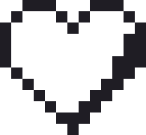 ハートのドット絵（白黒）
