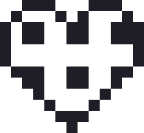 ギンガムチェックのハートのドット絵（白黒）