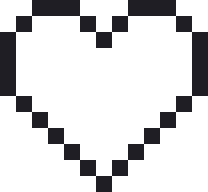 グラデーションハートのドット絵（白黒）