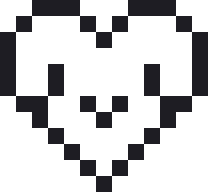 にこにこハートのドット絵（白黒）