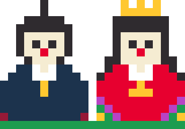 ひな人形（お内裏様とお雛様）のドット絵