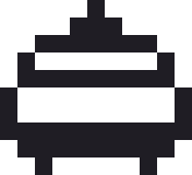 小さい鏡もちのドット絵（白黒）