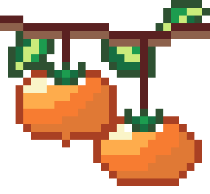 柿（枝つき）のドット絵