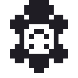 ウミガメのドット絵（白黒）
