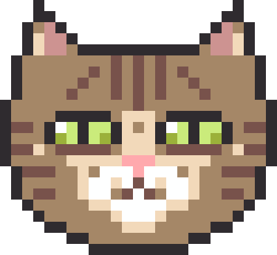 リアルなねこの顔（キジトラ）のドット絵