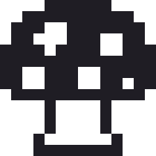 きのこのドット絵（白黒）
