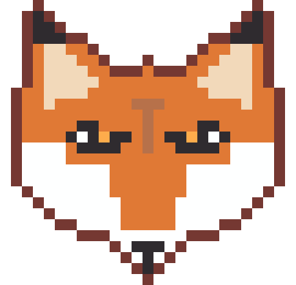 キツネの顔（リアル）のドット絵