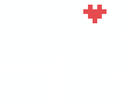ハートの小物入れ（立体）のドット絵