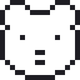 くまのドット絵（白黒）