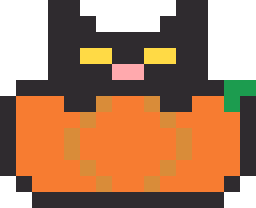 かぼちゃと黒ねこのドット絵