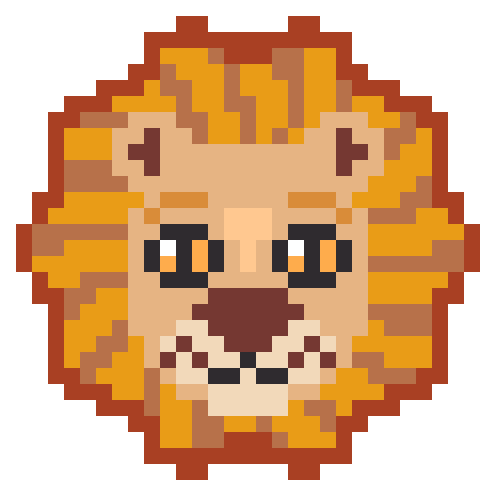 たてがみのライオンのドット絵