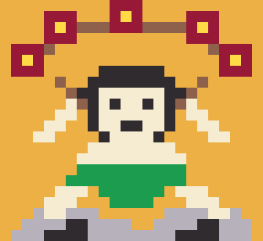 雷神（俵屋宗達「風神雷神図屏風」）のドット絵