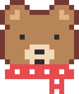 マフラーのくまのドット絵