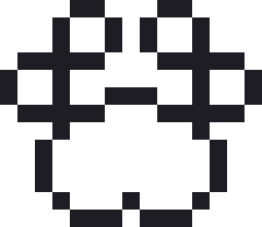 肉球のドット絵（白黒）