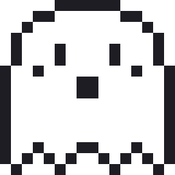 おばけのドット絵（白黒）