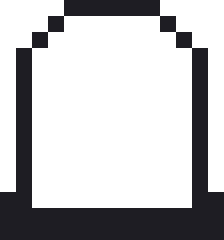 ハロウィンのお墓のドット絵（白黒）