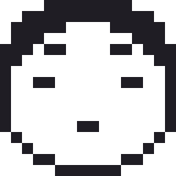 おかめ（お多福）のドット絵（白黒）