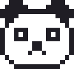 パンダのドット絵（白黒）