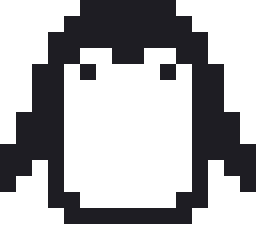 ペンギンのドット絵（白黒）