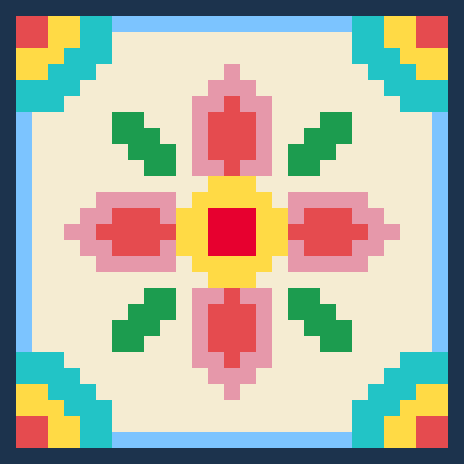 プラナカンタイルのコースターのドット絵