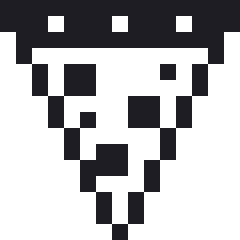 ピザのドット絵（白黒）