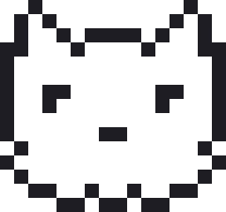 ポメラニアンのドット絵（白黒）