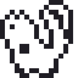 リスのドット絵（白黒）