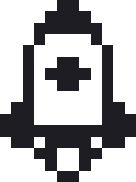 ロケットのドット絵（白黒）