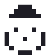 小さいサンタクロースのドット絵（白黒）