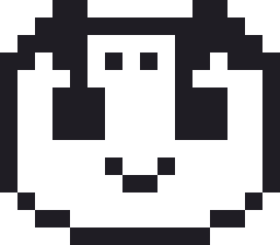 スコティッシュフォールドのドット絵（白黒）