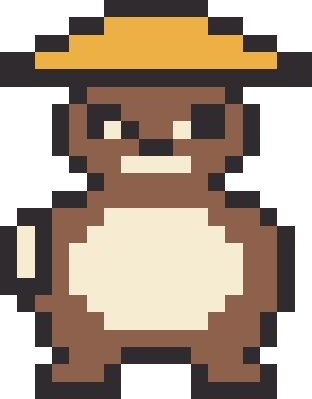 信楽焼のたぬきのドット絵
