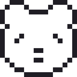 しろくまのドット絵（白黒）