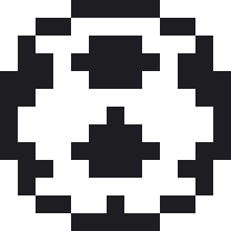 サッカーボールのドット絵（白黒）